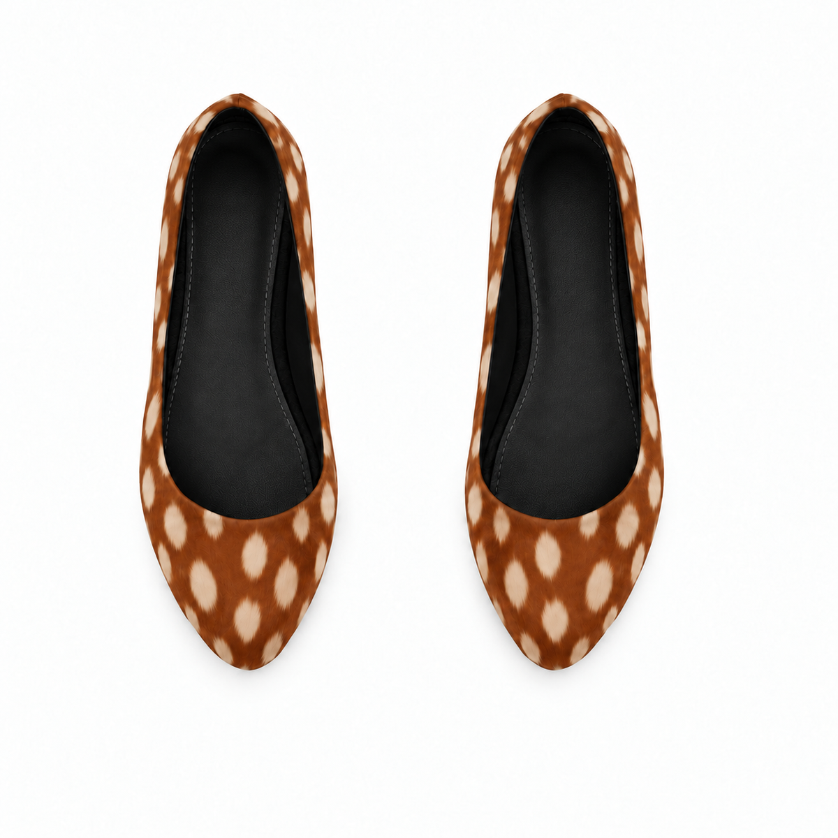 Black Round Toe Shoe Fawn – Large Spots print – ECADRA