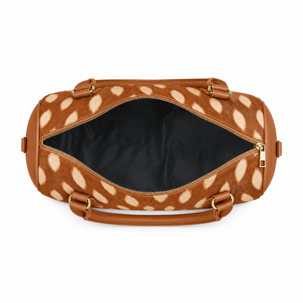 Speedy Bag Fawn – Large Spots print – open top view – ECADRA