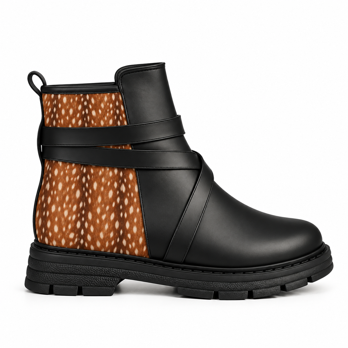 Street Mode Boots Fawn – Small Spots print – side view – ECADRA