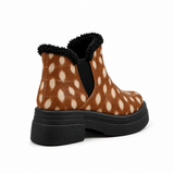 Fawn Print Teddy Puffer Boots – Large Spots print – back view – ECADRA