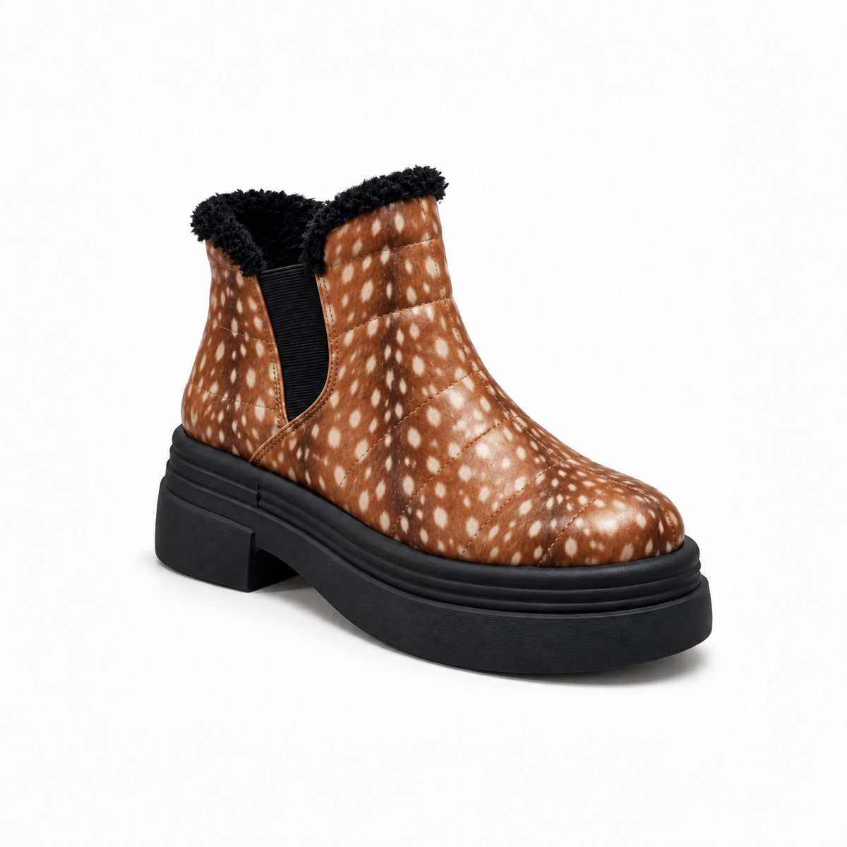 Fawn Print Teddy Puffer Boots – Small Spots print – ECADRA