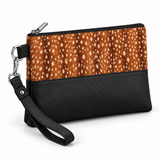 Black Toiletry Pouch Fawn – Small Spots print – three quarter view – ECADRA