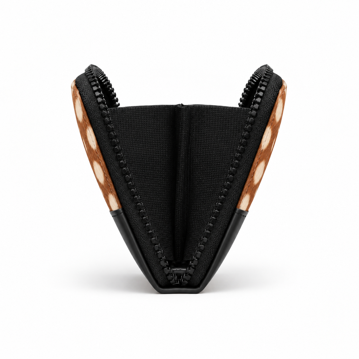 Black ZipPop Wallet Fawn – Large Spots print – side view – ECADRA