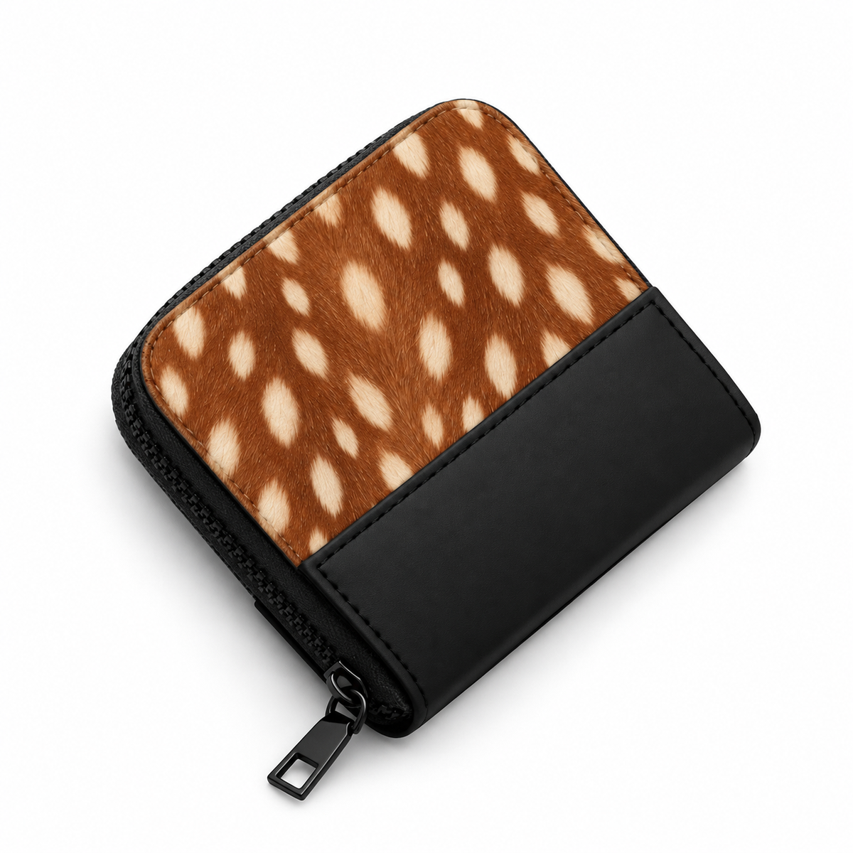 Black ZipPop Wallet Fawn – Large Spots print – ECADRA
