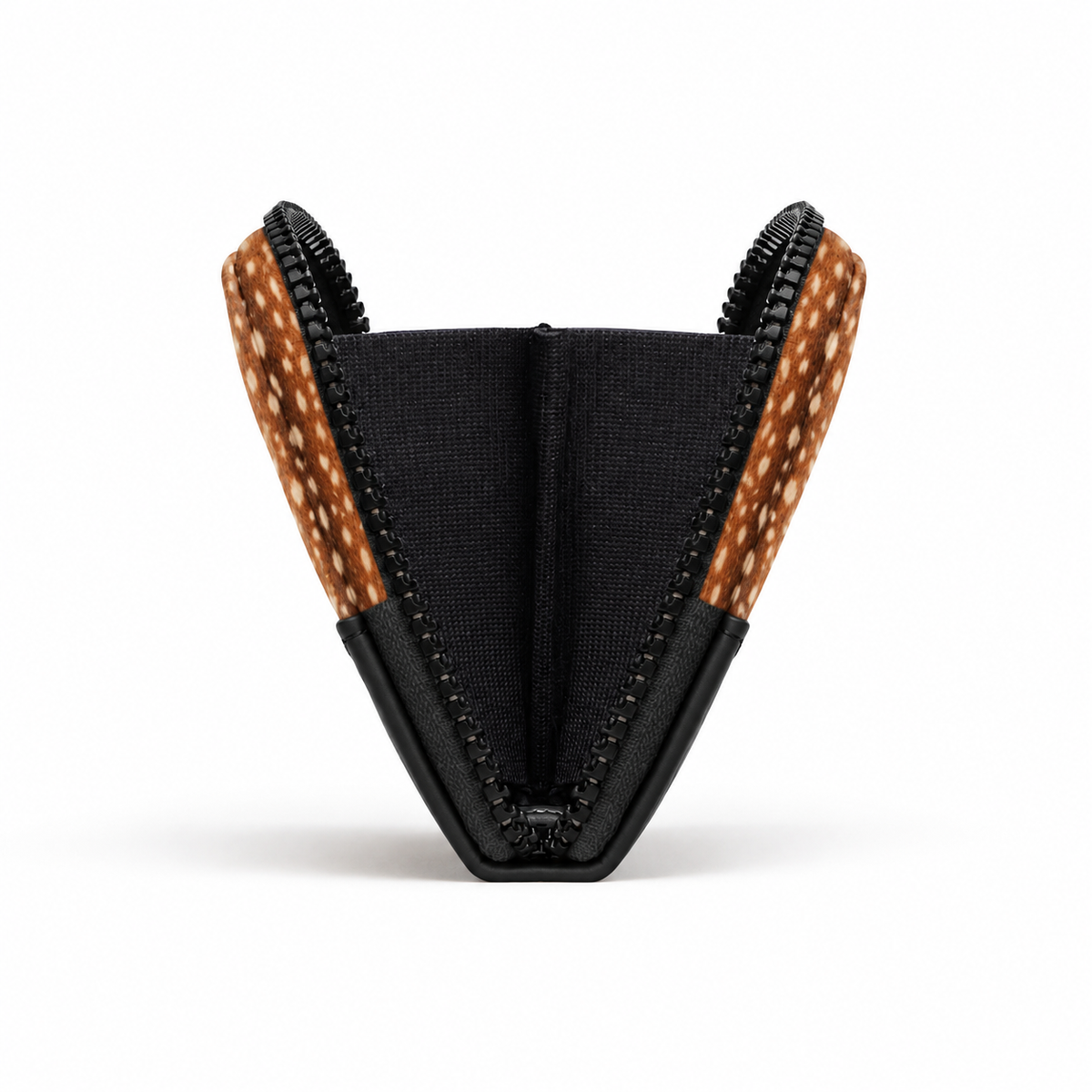 Black ZipPop Wallet Fawn – Small Spots print – side view – ECADRA