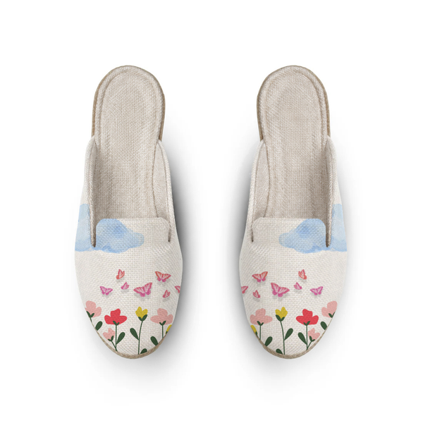 Garden Voyage Mules – ميول حريمي برسمة ورد – ECADRA