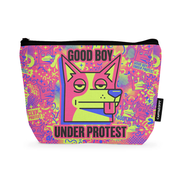 Good Boy design printed on a makeup pouch — ECADRA