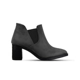 Grey Slit Heeled Bootie - 5