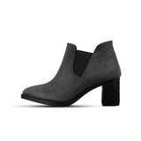 Grey Slit Heeled Bootie - 4