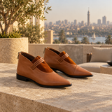 Havana pointed-toe ankle boots with three coiled straps — pair on a Zamalek rooftop — ECADRA