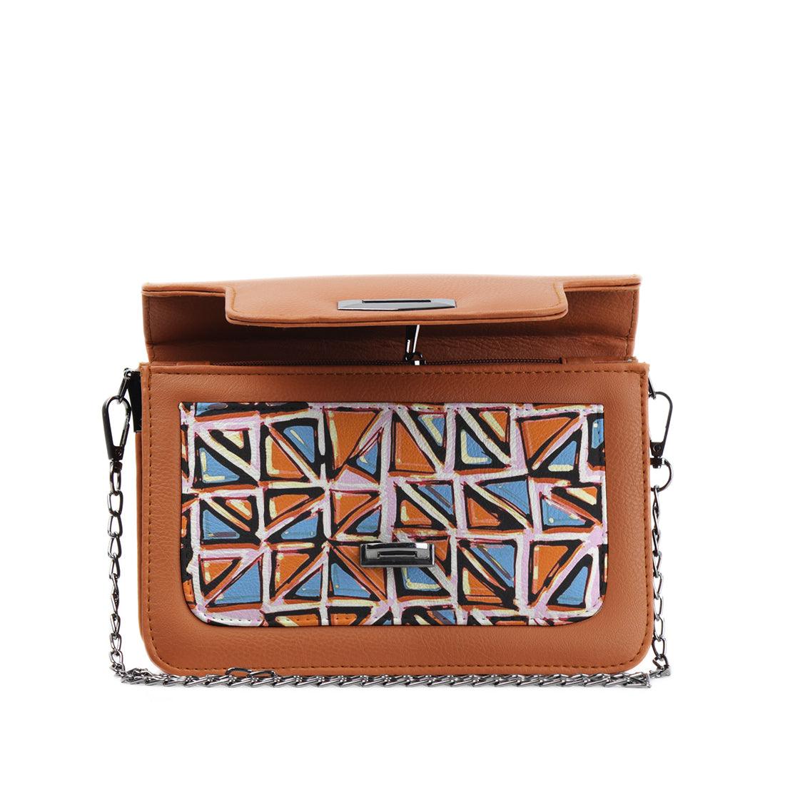 Havana Mini Embossed Chain Bag Triangles - CANVAEGYPT