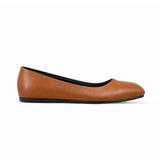 Havana Solid Round Toe – كوتشي فلات حريمي جلد هافانا، من الجنب – ECADRA