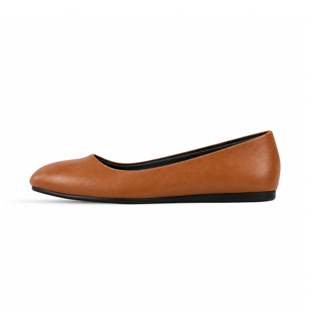 Havana Solid Round Toe – كوتشي فلات حريمي جلد هافانا، من الجنب 2 – ECADRA