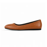 Havana Solid Round Toe – كوتشي فلات حريمي جلد هافانا، من الجنب 2 – ECADRA