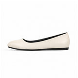 Ivory Solid Round Toe – كوتشي فلات حريمي جلد أوف وايت، من الجنب 2 – ECADRA