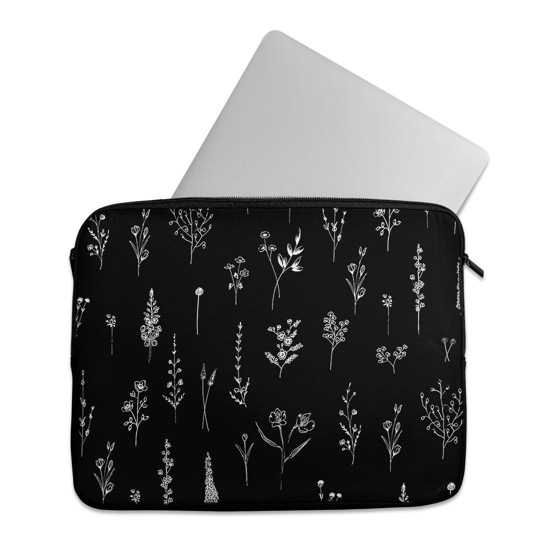 Laptop Sleeve Black Wildflowers - 1