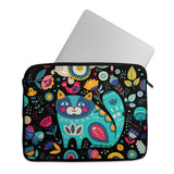 Laptop Sleeve Cat and Flowers - CANVAEGYPT
