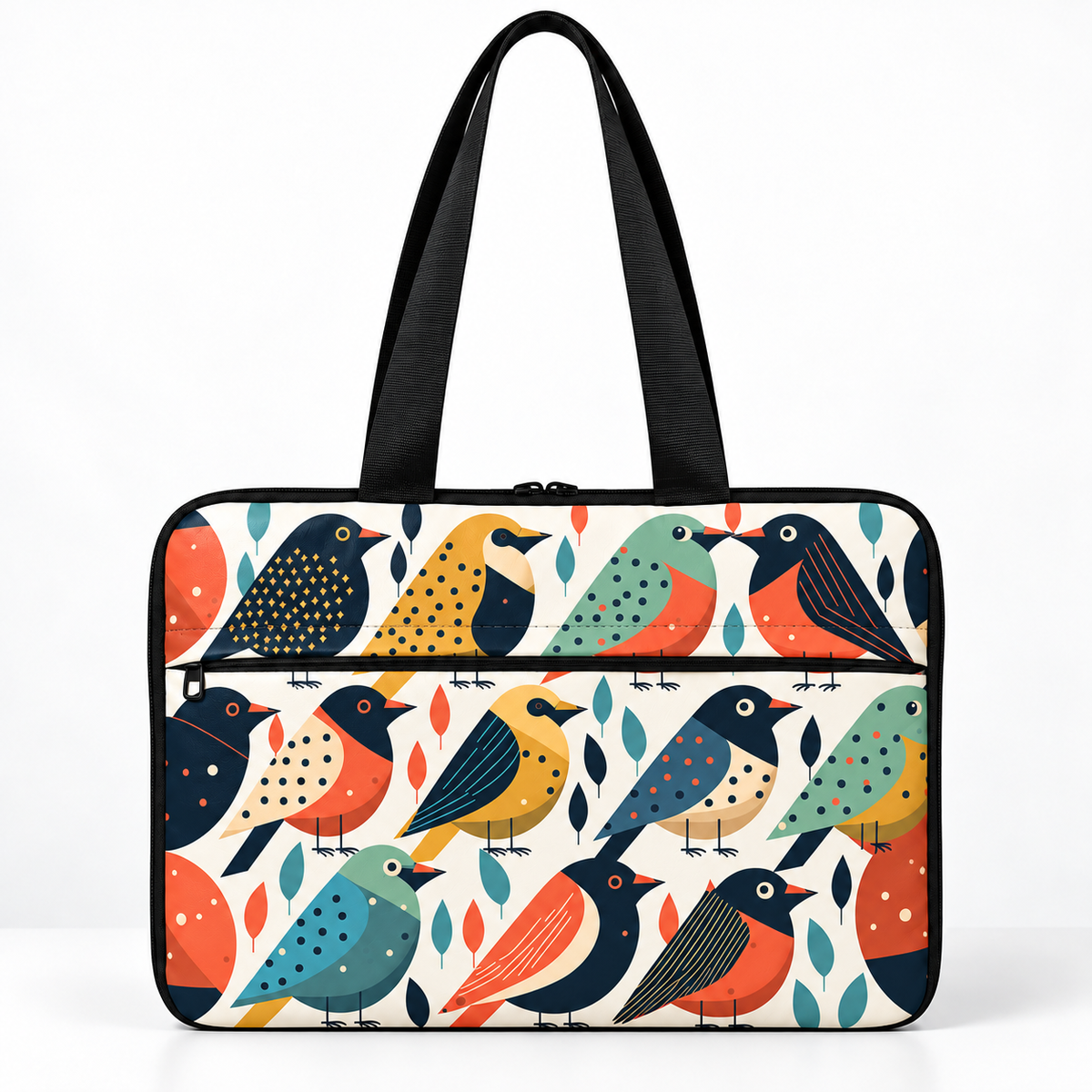 Deadline Laptote – Flock – laptop tote bag for women, Bird Parade print – شنطة لابتوب حريمي كتف – ECADRA