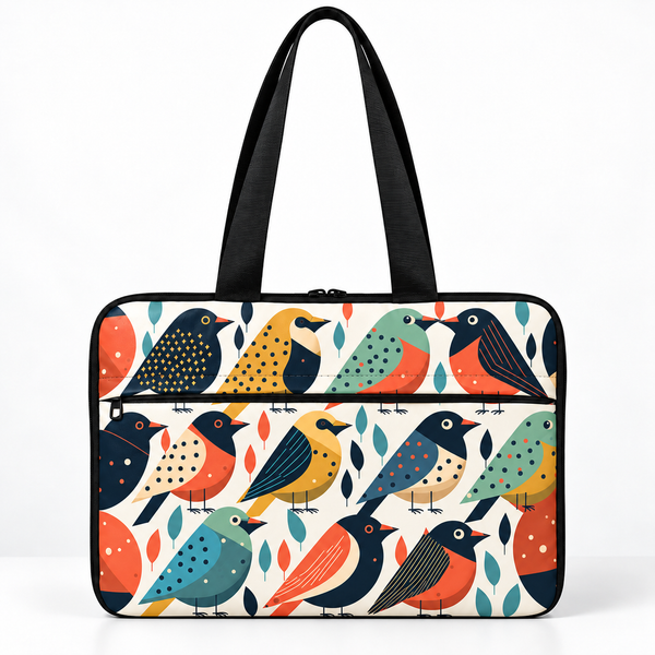 Deadline Laptote – Flock – laptop tote bag for women, Bird Parade print – شنطة لابتوب حريمي كتف – ECADRA