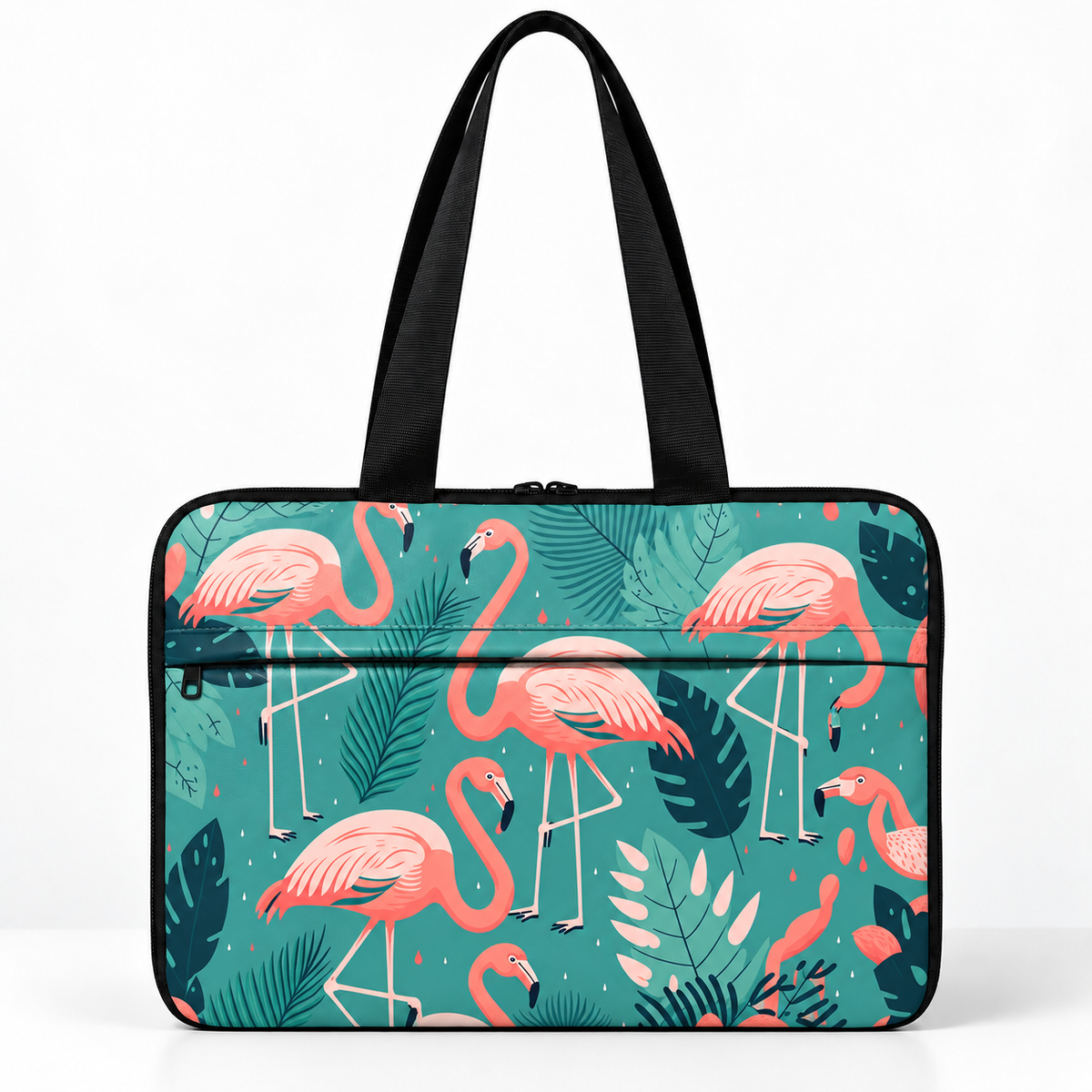 Deadline Laptote – Tiptoe – laptop tote bag for women, Flamingo Lagoon print – شنطة لابتوب حريمي كتف – ECADRA