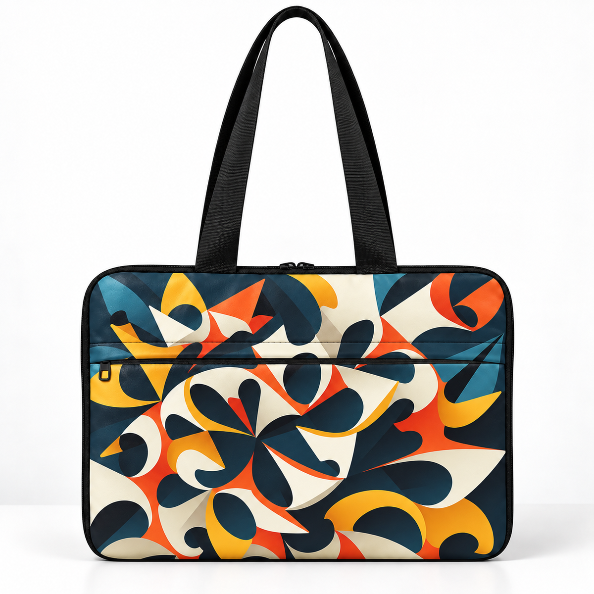 Deadline Laptote – Pinwheel – laptop tote bag for women, Retro Petals print – شنطة لابتوب حريمي كتف – ECADRA