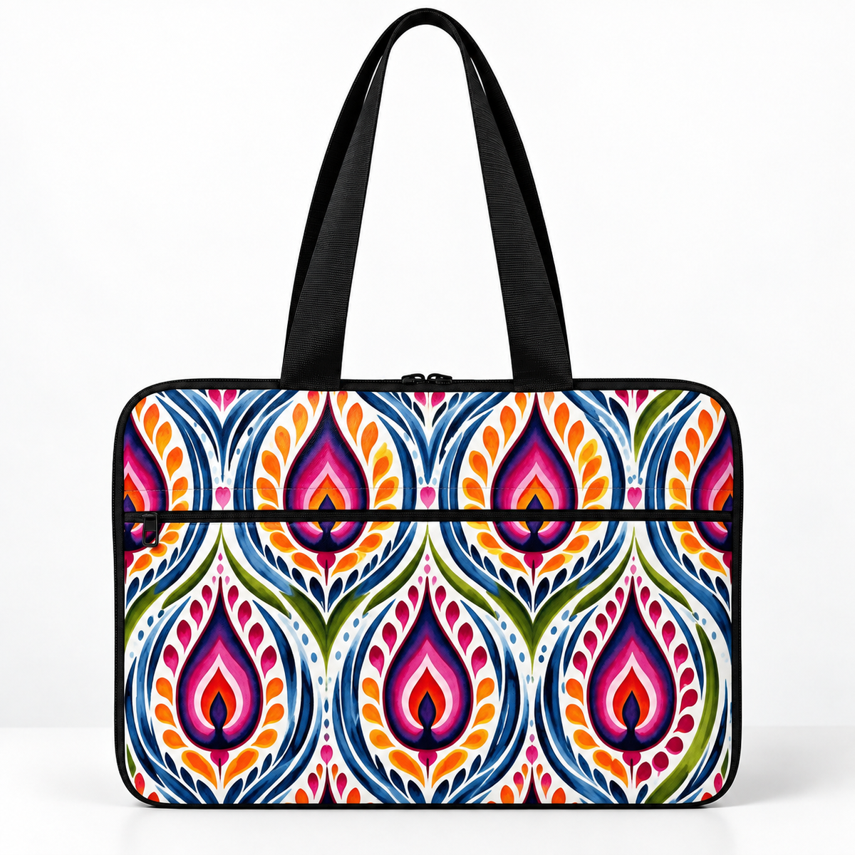 Deadline Laptote – Show Off – laptop tote bag for women, Peacock Paisley print – شنطة لابتوب حريمي كتف – ECADRA