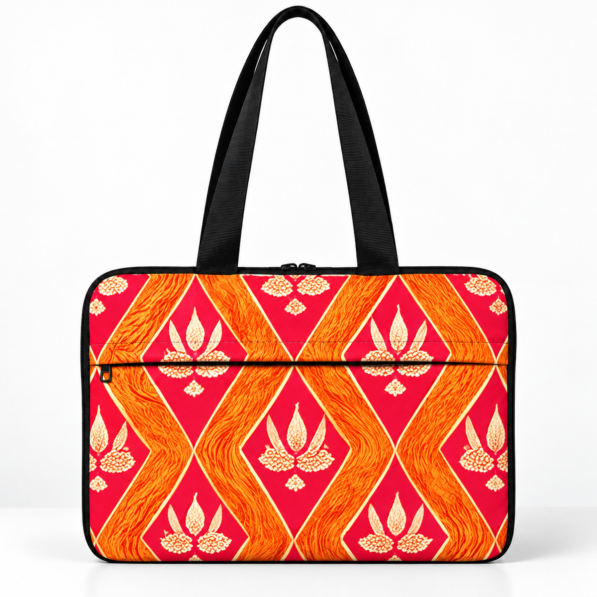 Deadline Laptote – Braids – laptop tote bag for women, Lotus Ikat print – شنطة لابتوب حريمي كتف – ECADRA