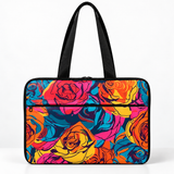 Deadline Laptote – Volume Up – laptop tote bag for women, Pop Roses print – شنطة لابتوب حريمي كتف – ECADRA