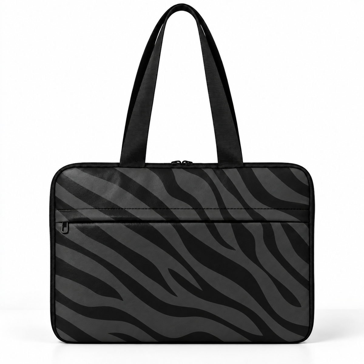 Deadline Laptote – Grey Zebra – laptop tote bag for women, Grey Zebra print – شنطة لابتوب حريمي كتف – ECADRA