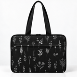Deadline Laptote – Black Wildflowers – laptop tote bag for women, Black Wildflowers print – شنطة لابتوب حريمي كتف – ECADRA