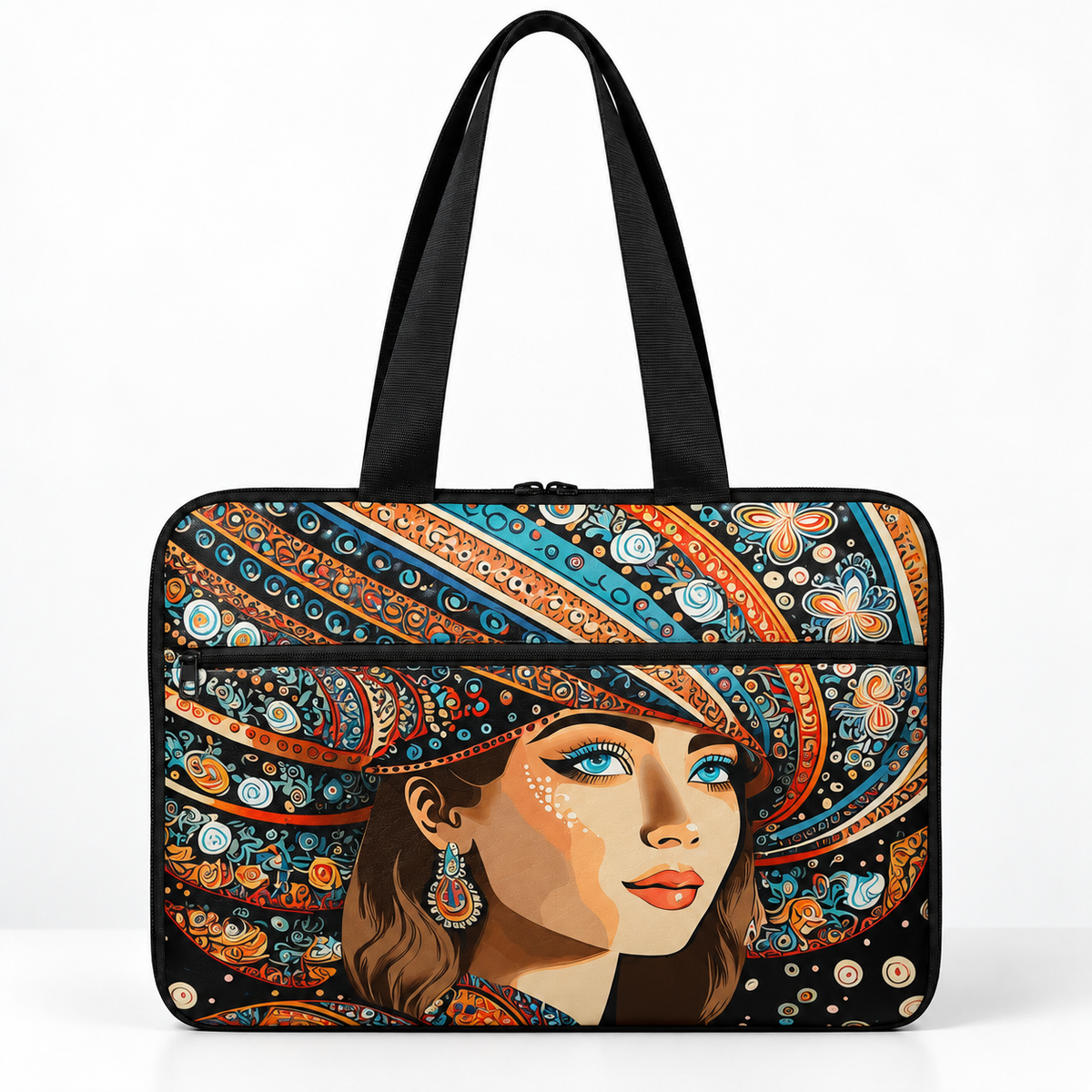 Deadline Laptote – Senorita – laptop tote bag for women, Senorita print – شنطة لابتوب حريمي كتف – ECADRA