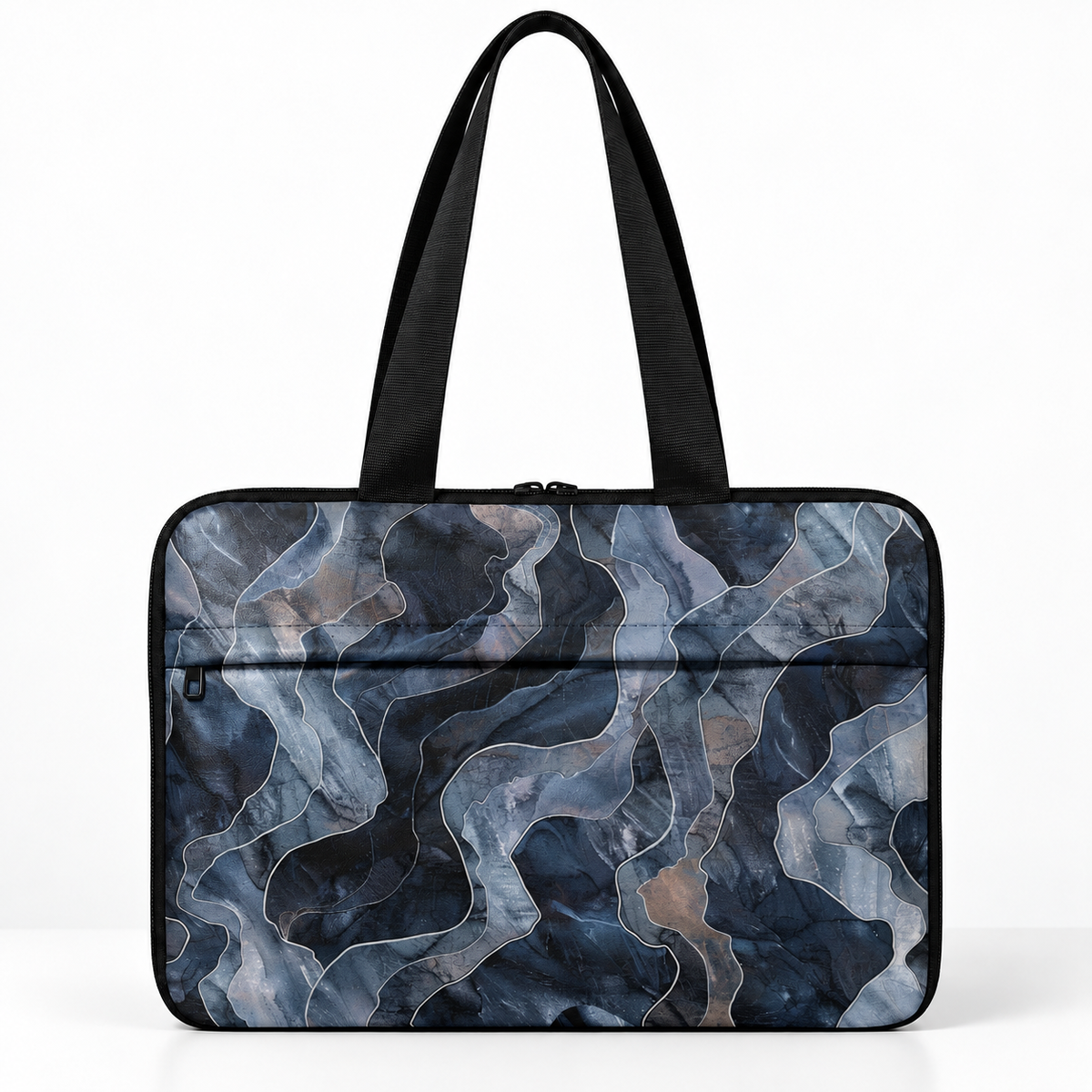 Deadline Laptote – Dark Watercolor – laptop tote bag for women, Dark Watercolor print – شنطة لابتوب حريمي كتف – ECADRA