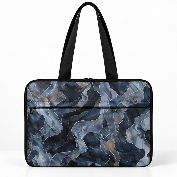 Deadline Laptote – Dark Watercolor – laptop tote bag for women, Dark Watercolor print – شنطة لابتوب حريمي كتف – ECADRA