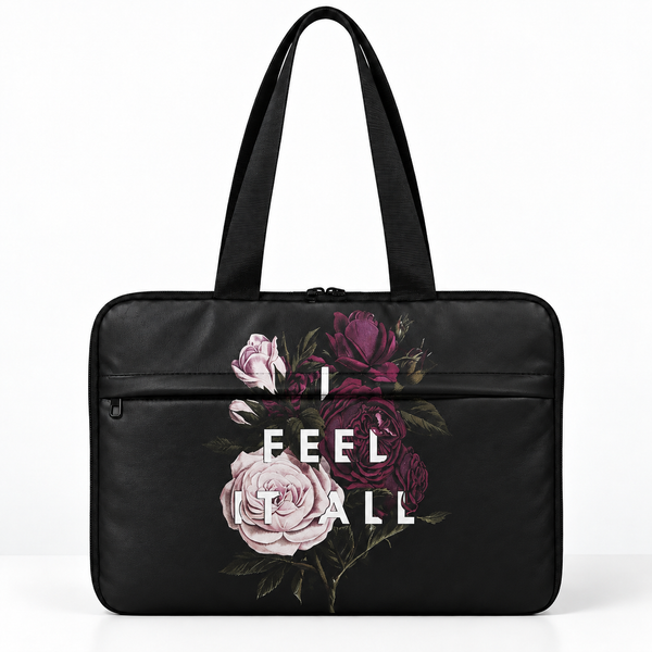 Deadline Laptote – Feel It All – laptop tote bag for women, Feel It All print – شنطة لابتوب حريمي كتف – ECADRA