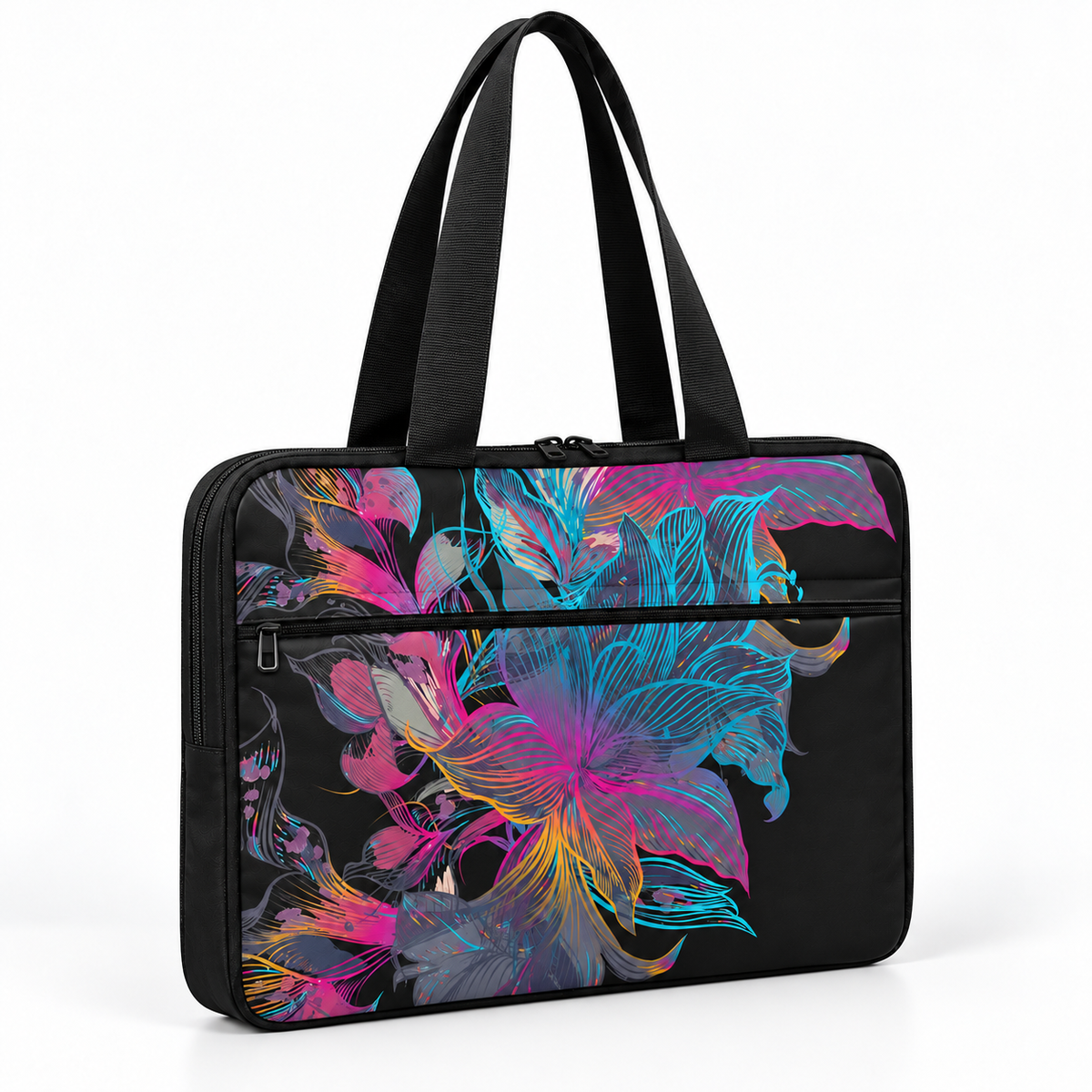 Deadline Laptote – Floral Blue – three-quarter view – ECADRA