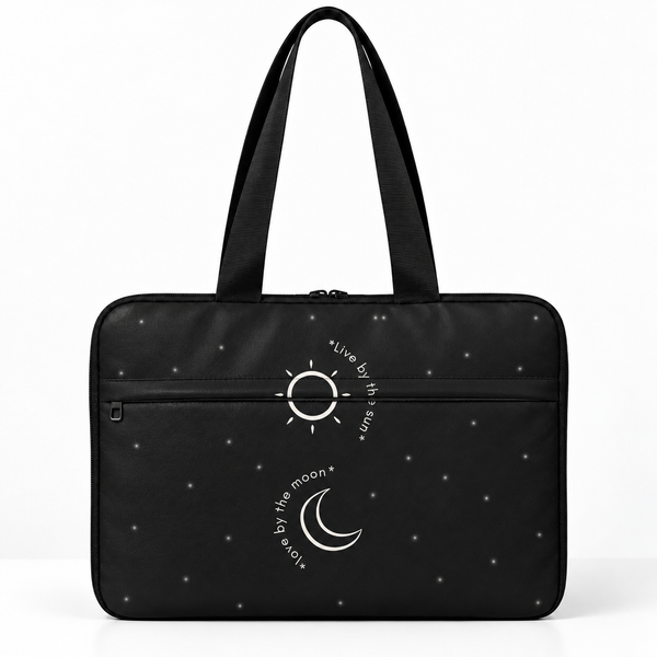Deadline Laptote – Live Simple – laptop tote bag for women, Live Simple print – شنطة لابتوب حريمي كتف – ECADRA