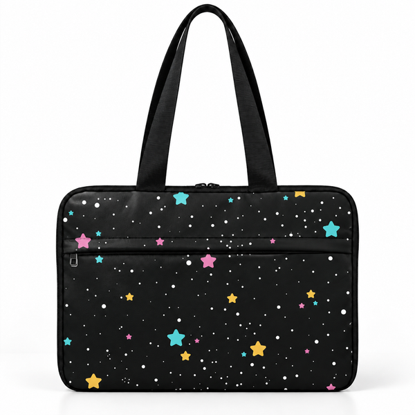 Deadline Laptote – Outer Space Stars – laptop tote bag for women, Outer Space Stars print – شنطة لابتوب حريمي كتف – ECADRA