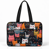 Deadline Laptote – Outlines Cat Pattern – laptop tote bag for women, Outlines Cat Pattern print – شنطة لابتوب حريمي كتف – ECADRA