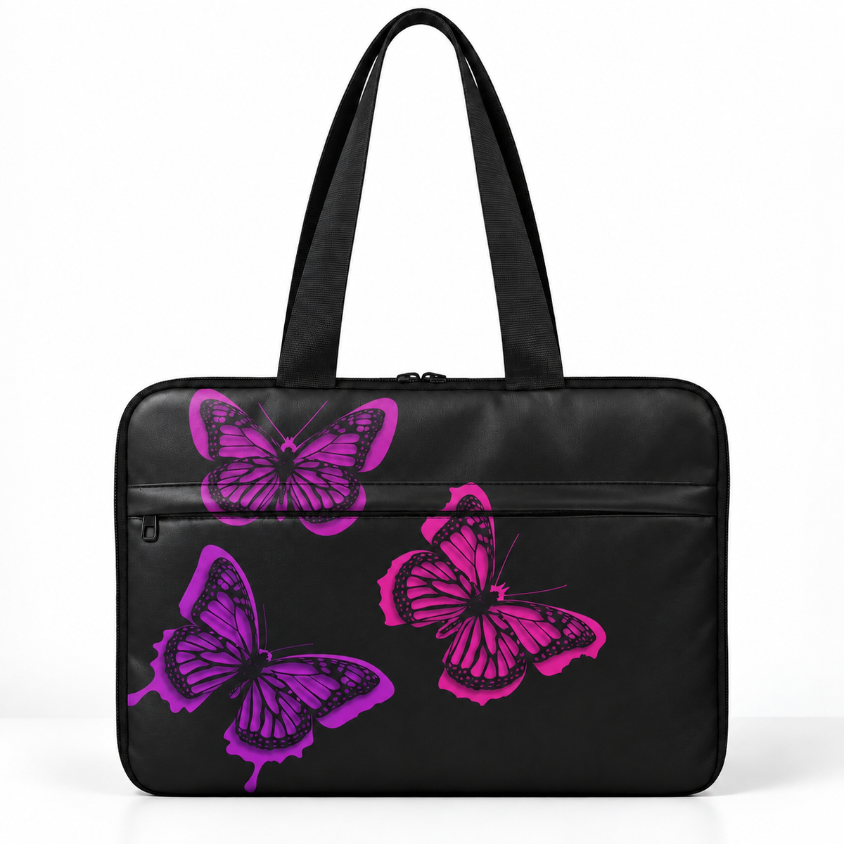 Deadline Laptote – Pinky Butterfly – laptop tote bag for women, Pinky Butterfly print – شنطة لابتوب حريمي كتف – ECADRA