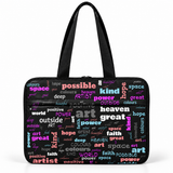 Deadline Laptote – Positive Words – laptop tote bag for women, Positive Words print – شنطة لابتوب حريمي كتف – ECADRA