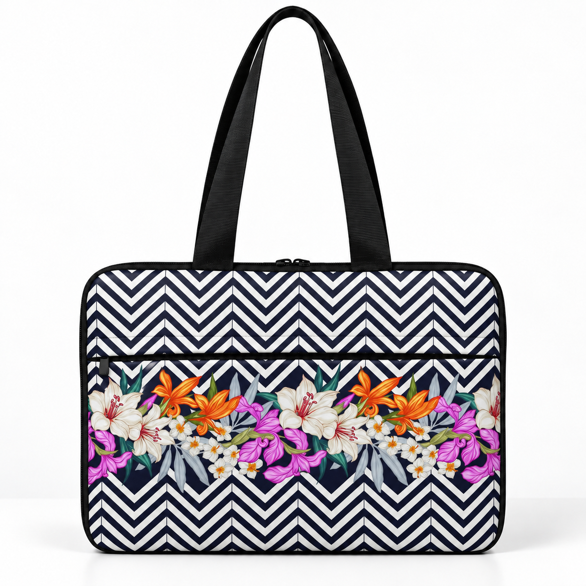 Deadline Laptote – Spotted Floral – laptop tote bag for women, Spotted Floral print – شنطة لابتوب حريمي كتف – ECADRA