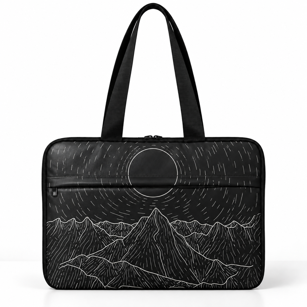 Deadline Laptote – The Dark Mountainous – laptop tote bag for women, The Dark Mountainous print – شنطة لابتوب حريمي كتف – ECADRA