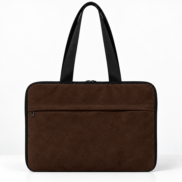 Deadline Laptote – Chocolate Suede – laptop tote bag for women, Chocolate Suede – شنطة لابتوب حريمي كتف – ECADRA