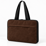 Deadline Laptote – Chocolate Suede – three-quarter view – ECADRA