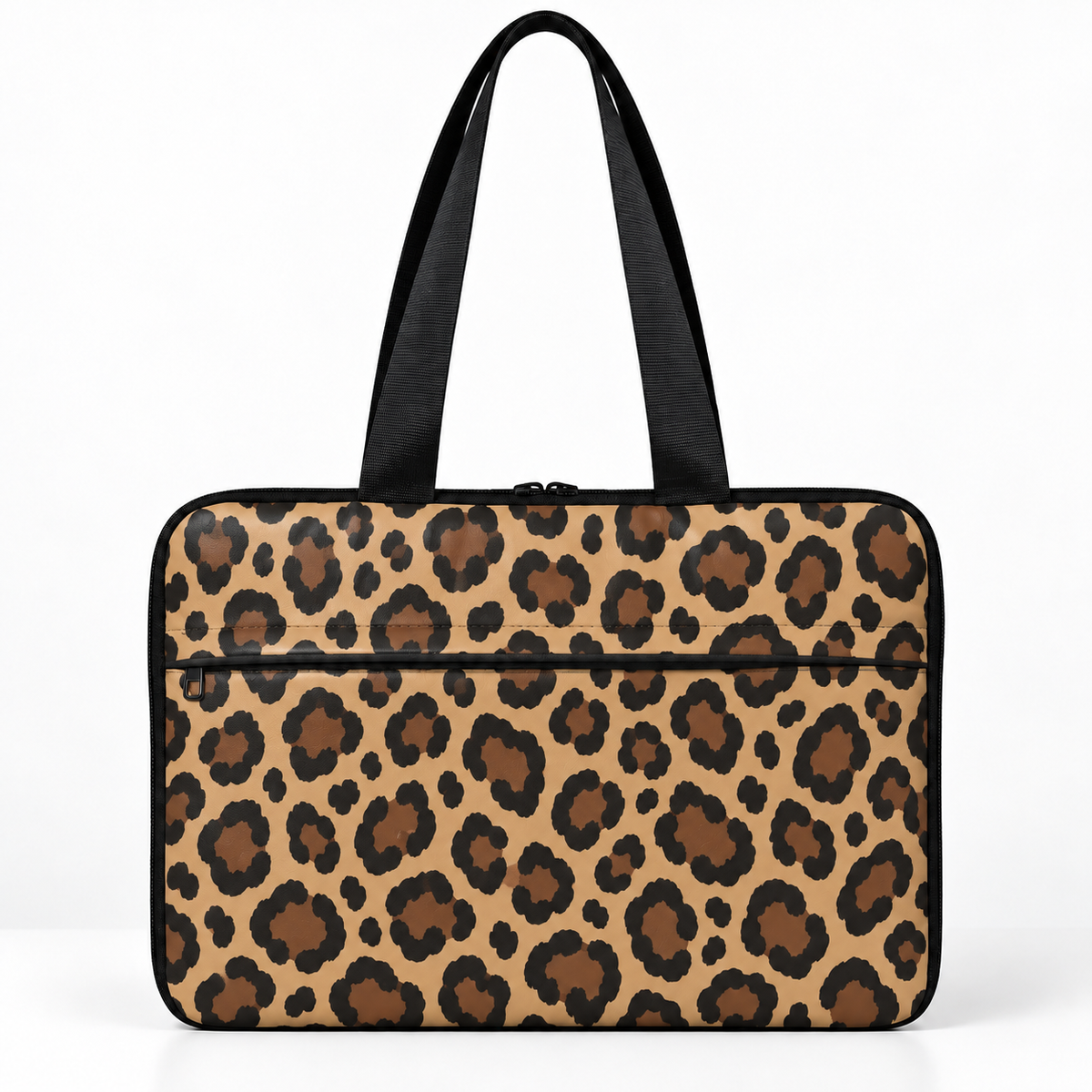 Deadline Laptote – Leopard Latte – laptop tote bag for women, camel leopard print – شنطة لابتوب حريمي كتف – ECADRA