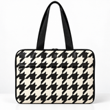 Deadline Laptote – Houndstooth Mono – laptop tote bag for women, black & cream houndstooth print – شنطة لابتوب حريمي كتف – ECADRA