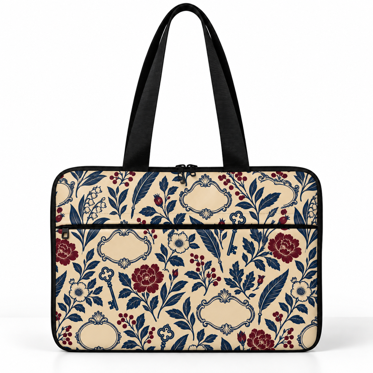 Deadline Laptote – Key Notes – laptop tote bag for women, poetcore botanical print – شنطة لابتوب حريمي كتف – ECADRA