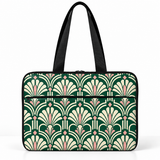 Deadline Laptote – Deco Emerald – laptop tote bag for women, emerald Art Deco print – شنطة لابتوب حريمي كتف – ECADRA