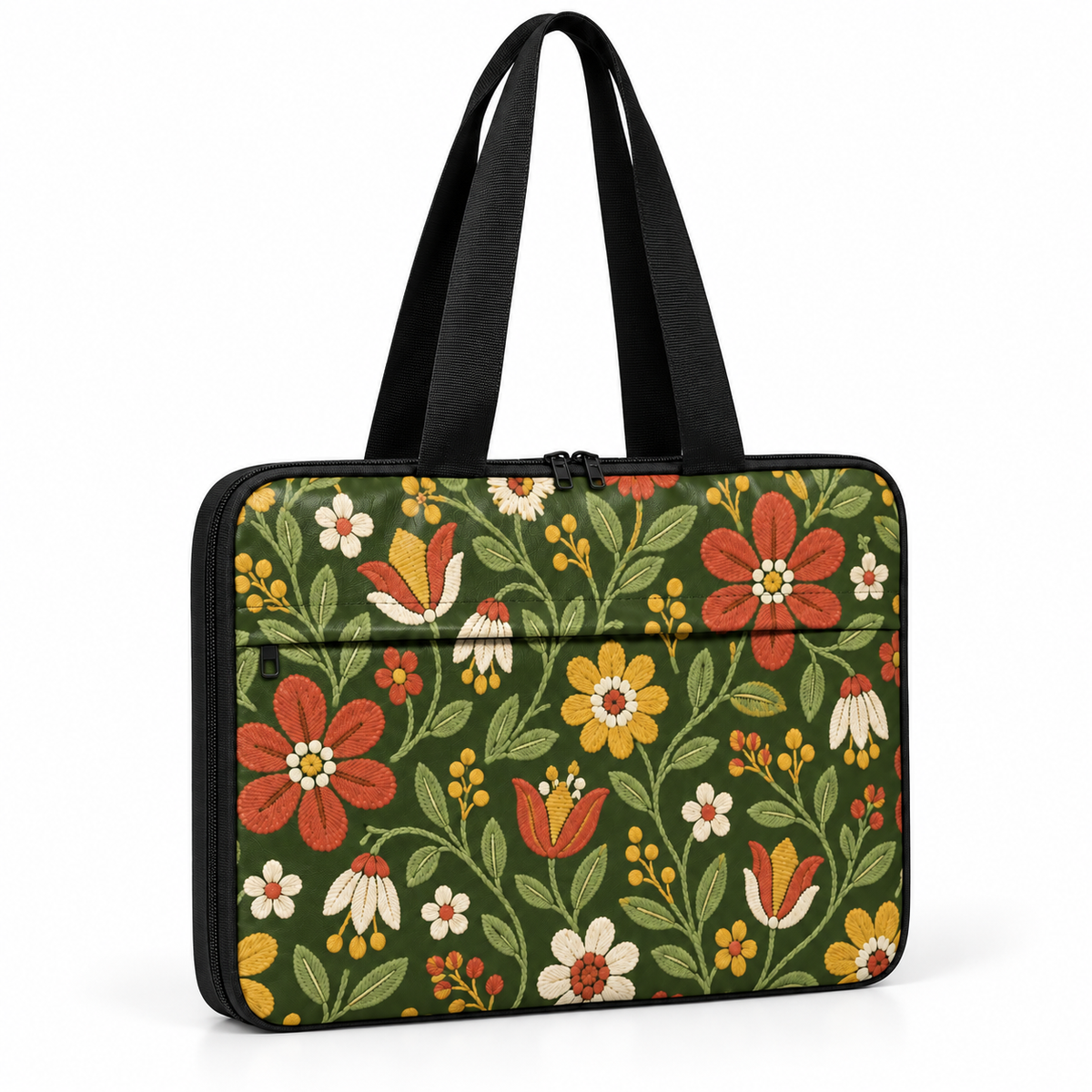 Deadline Laptote – Folk Floral – three-quarter view – ECADRA