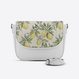 White Messenger Crossbody Vintage Mediterranean Lemon Orchard Hand-Painted - 1
